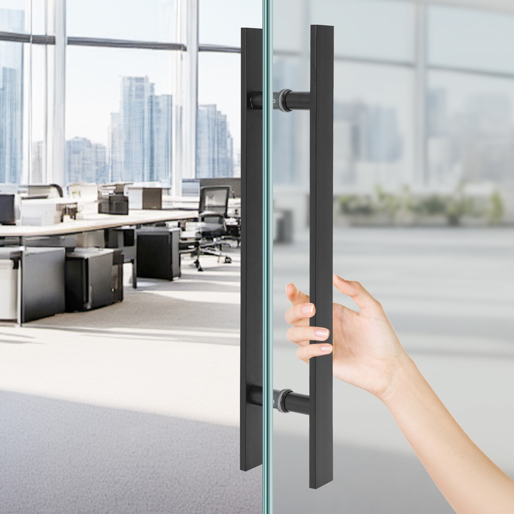 Double Sided Stainless Steel Door Handle black H Shape Door Pull Handle