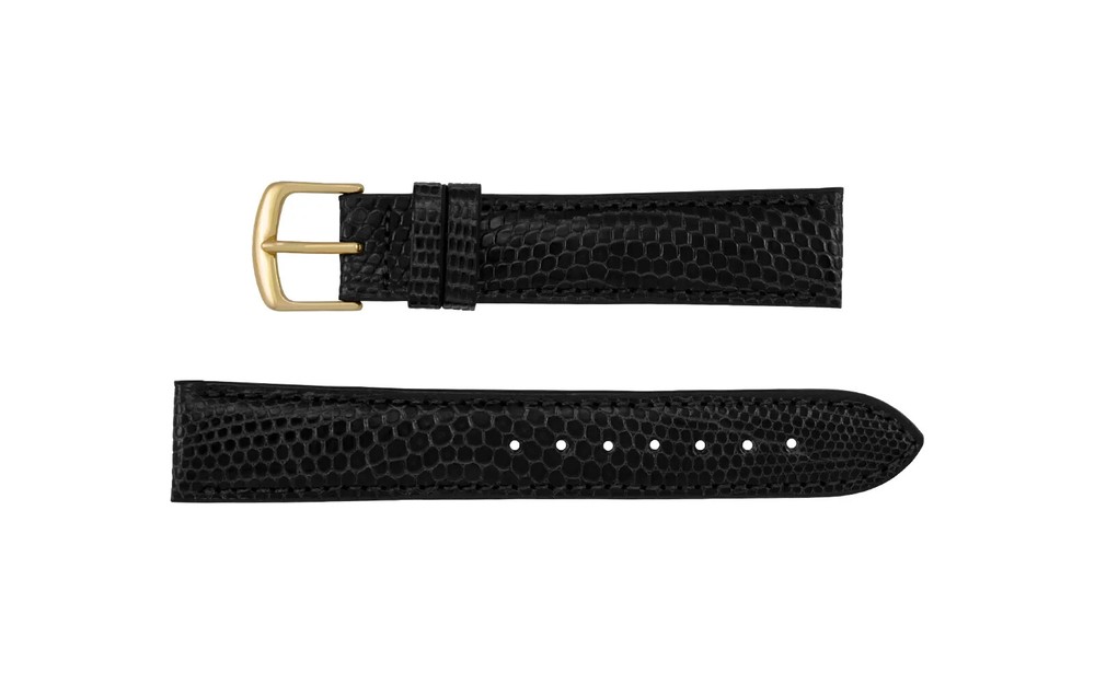 16mm Hadley-Roma MS715 Men's Black Genuine Java Lizard Watch Band Strap