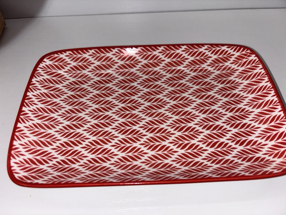 Selamica Ceramic Rectangular Plates Set, Multicolor Geometric, Dishwashe…