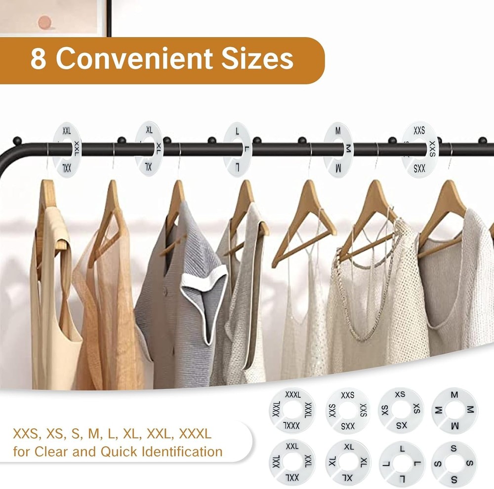 BRBASAP 8Pack Closet Divider Size Rings Rack Markers