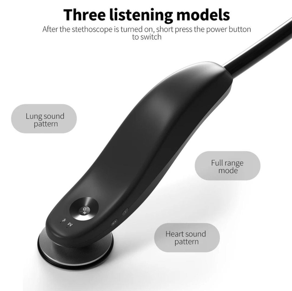 Digital Stethoscope – Bluetooth Medical Electronic Stethoscope (Black)