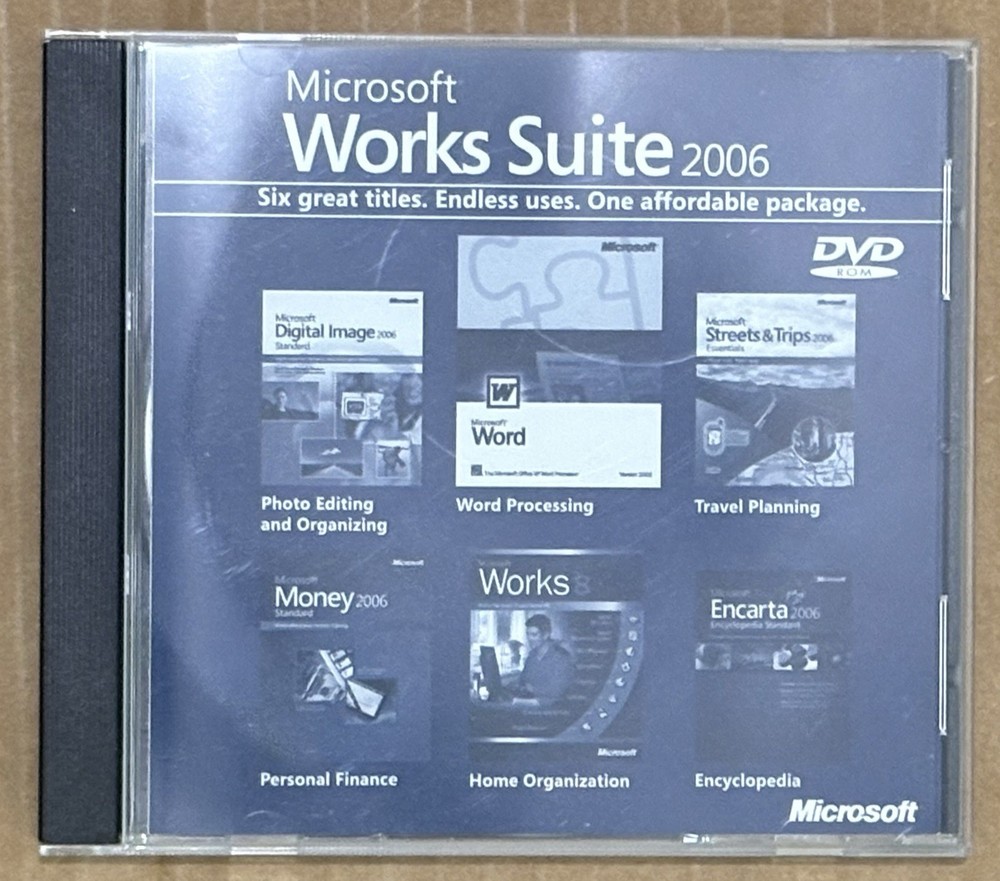 Microsoft Works Suite 2006 DVD Rom PC Computer Program Software - with Key