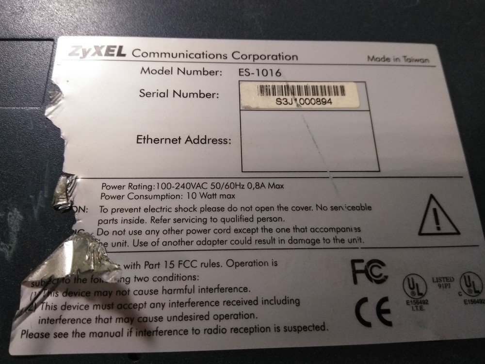 ZYXEL ES-1024 SWITCH DIMENSION