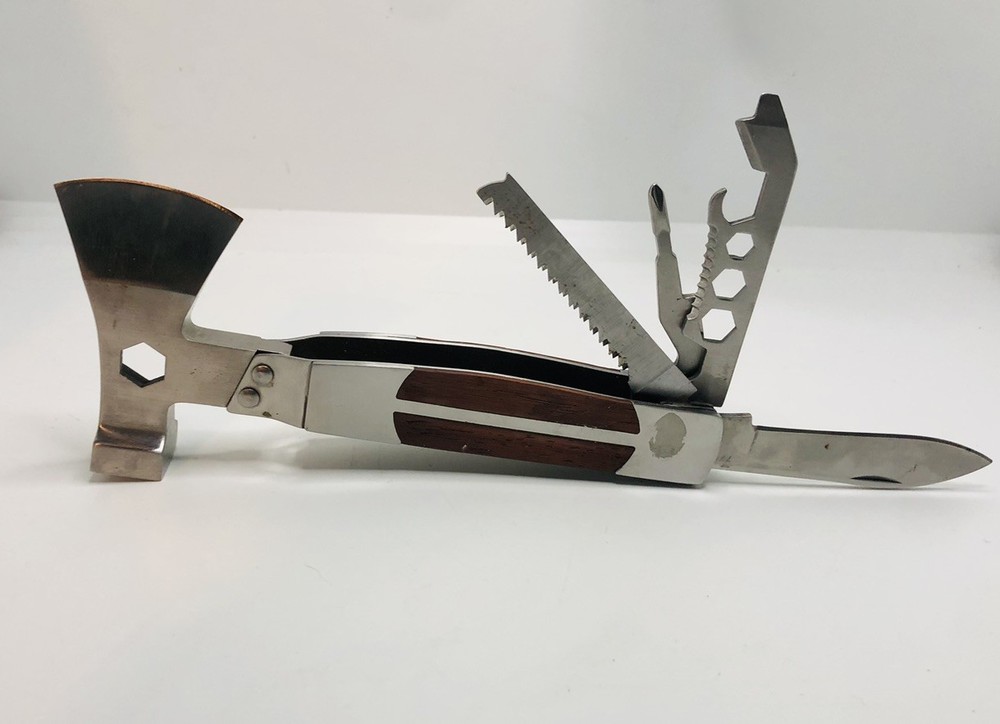 Multi Tool Hatchet Axe Folding Knife Saw Blade Stainless Steel 7”