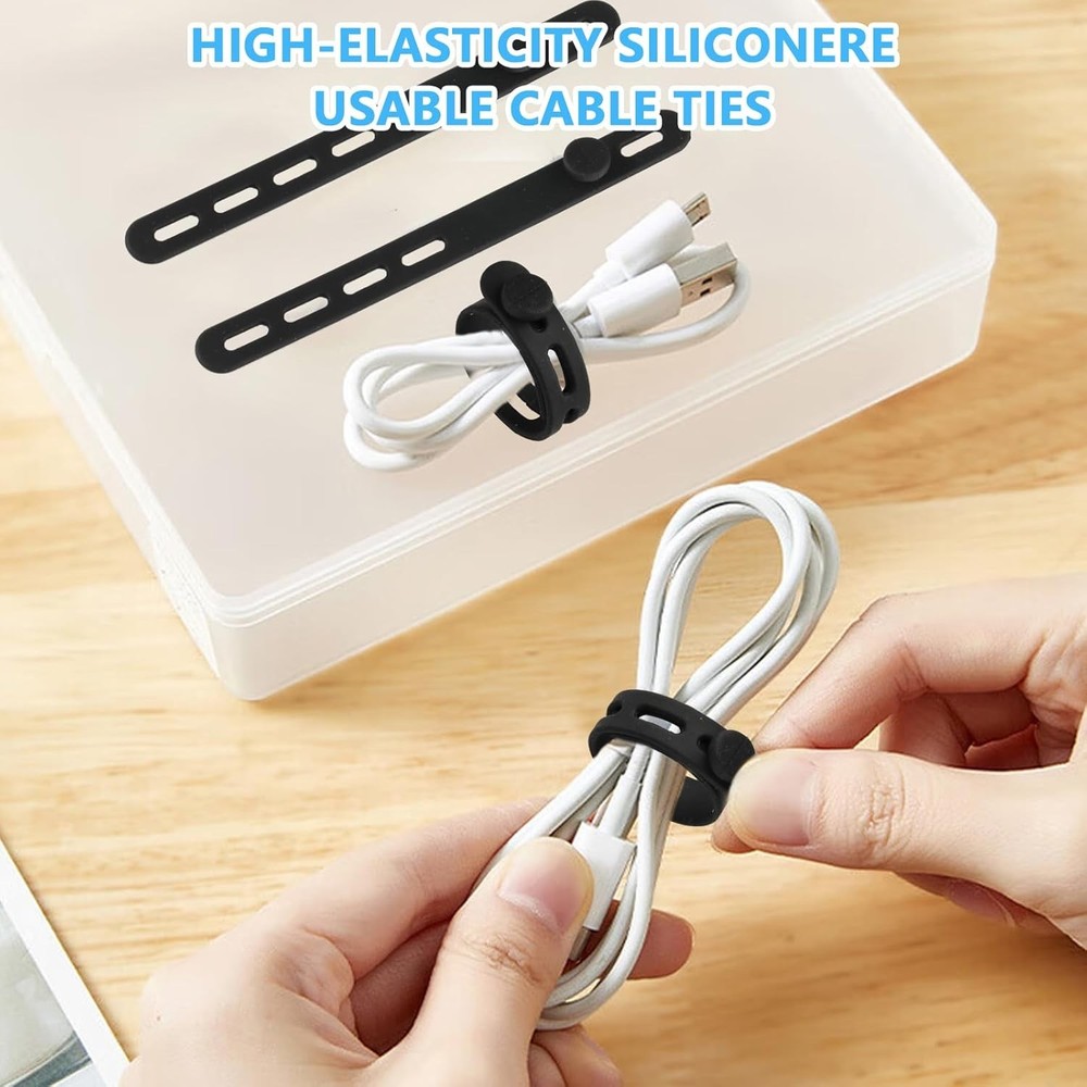 50 Pack Reusable Silicone Cable Ties