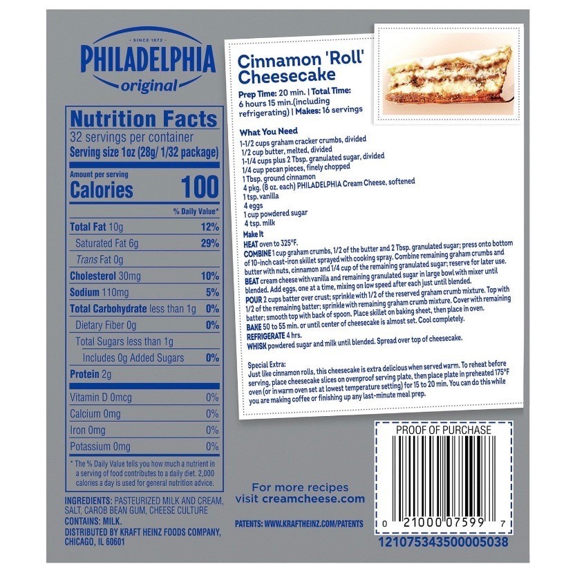 Philadelphia Original Cream Cheese 8oz 4 Pack