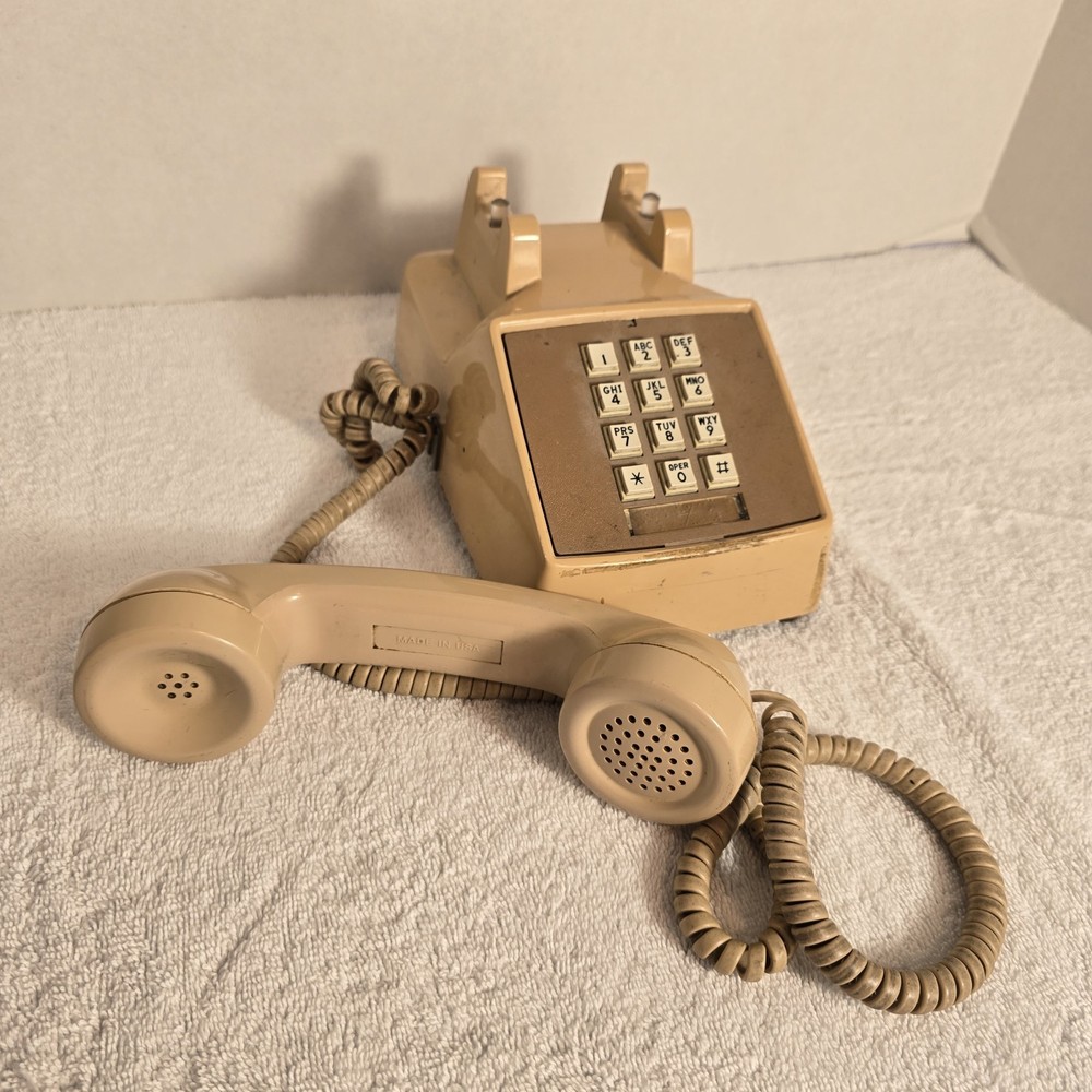 COMDIAL Basic Push Button Corded Desk/Tabletop Telephone/Phone Tan; Made in USA