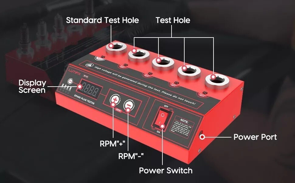 Car Spark Plug Tester Analyzer Ignition Coil Test Detect 5Socket Diagnostic Tool