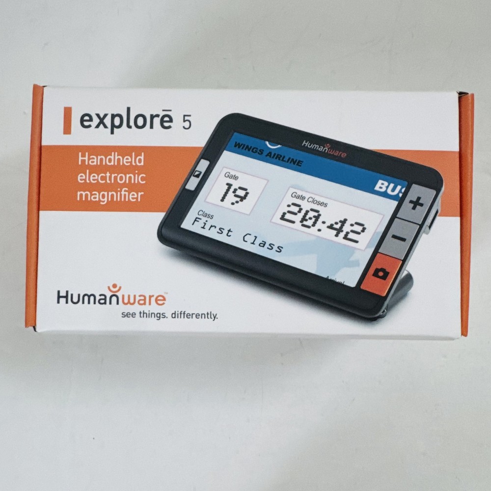 HumanWare Explore 5 Handheld Electronic Magnifier w/ Case Box Accessories