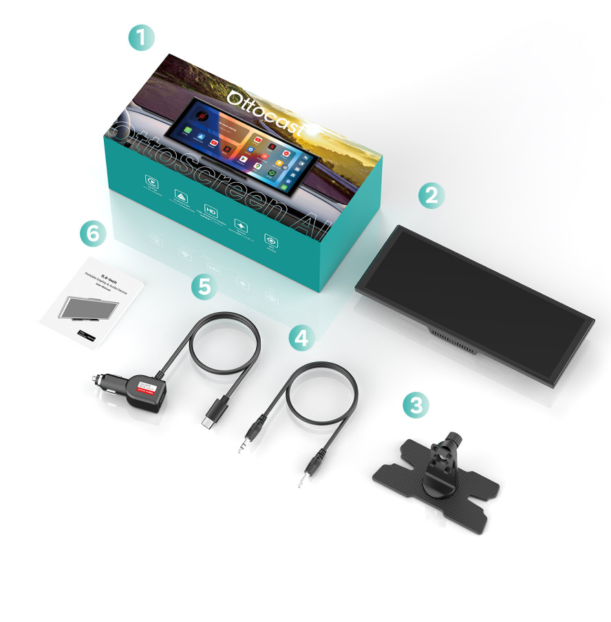 11.4" Ottoscreen AI-Assistant Car Touch Screen Wireless CarPlay+Android Youtube
