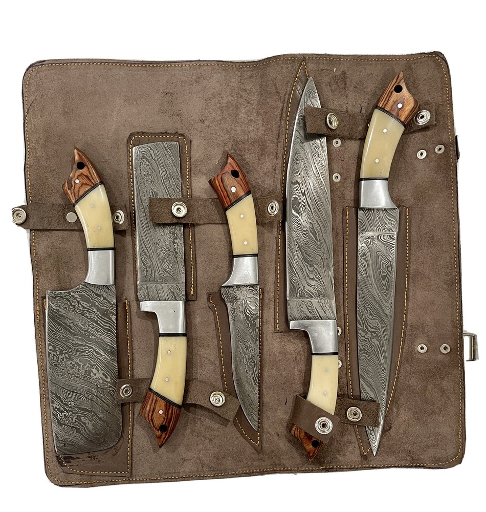 HAND MADE DAMASCUS BLADE KITCHEN KNIFE 5 PIECES