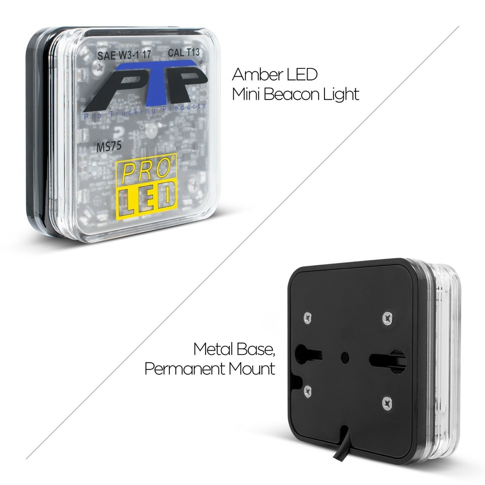 4" Square Permanent Mount LED Warning Light With 10 Selectable Flash Patterns