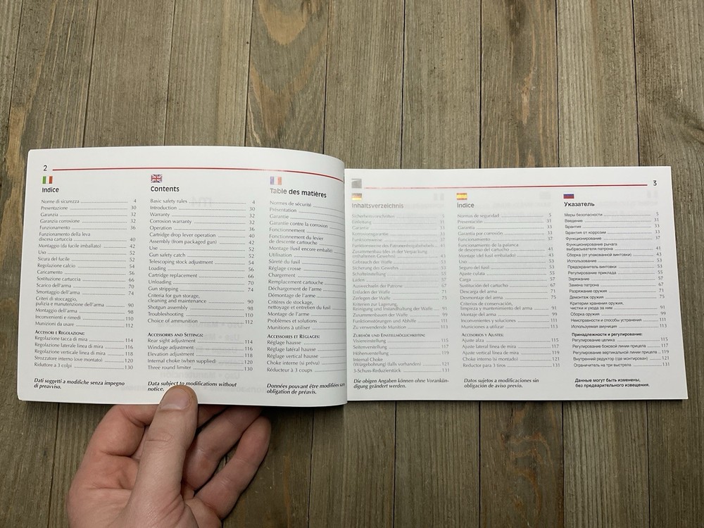 Factory Benelli M4 Shotgun Manual Dated 01/2012