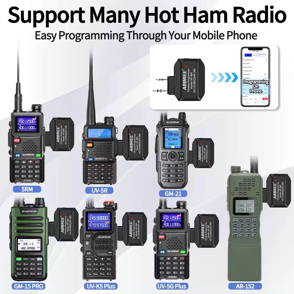 Ham Radio Wireless Programmer Adapter APP and PC Program for Baofeng UV-5R and M