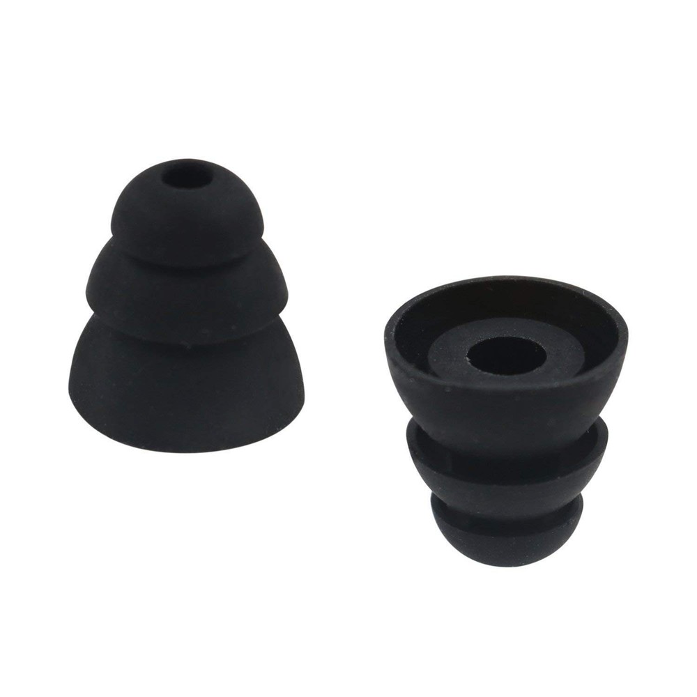 BLLQ 6 Pairs Replacement Triple Flange Ear Tips Earbuds Eartips Medium, Black