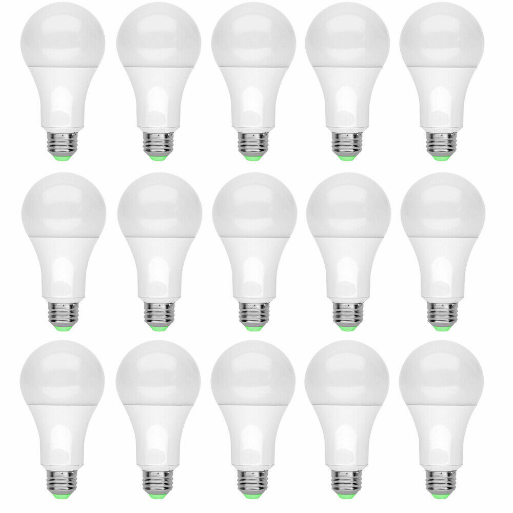 16PCS LED Light Bulbs 15W/100W Daylight A19 6000K Dimmable E26 Replacement Lamp