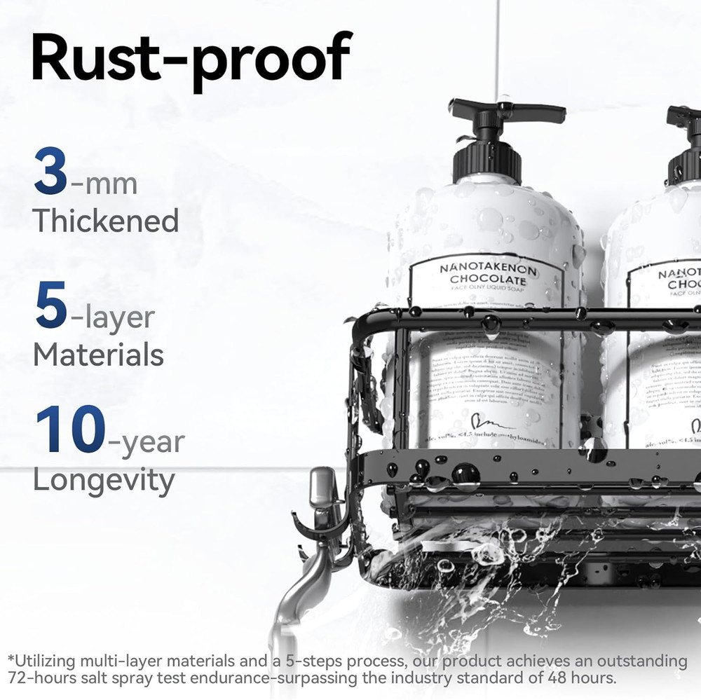 Rustproof Shower Caddy Adhesive Organizer, 6 Pack No-Drill Storage Solution