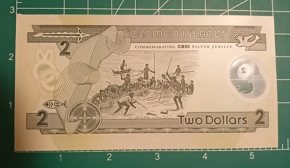 Solomon Islands, $2 Banknote 2001 POLYMER Plastic Currency UNC