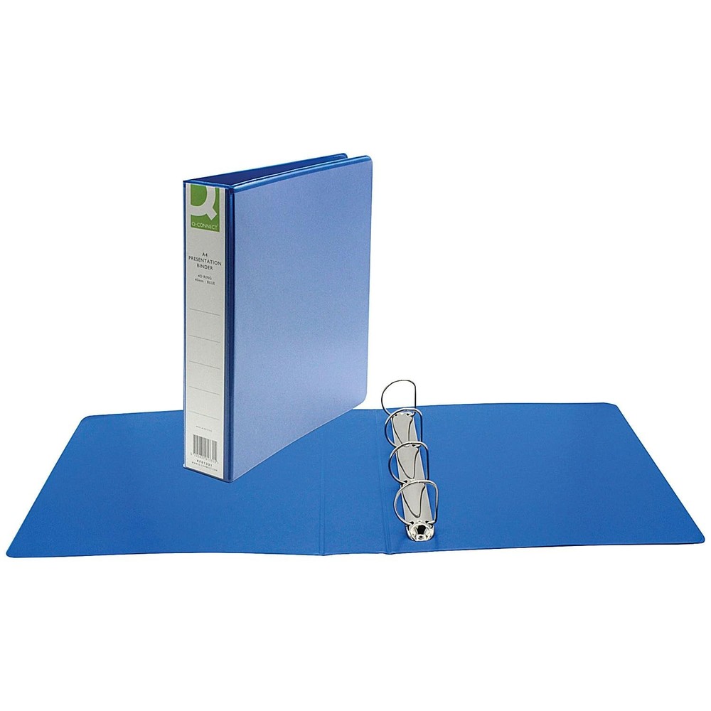 Q-Connect 40mm A4 Presentation 4d-Ring Binder - Blue Blue 40mm
