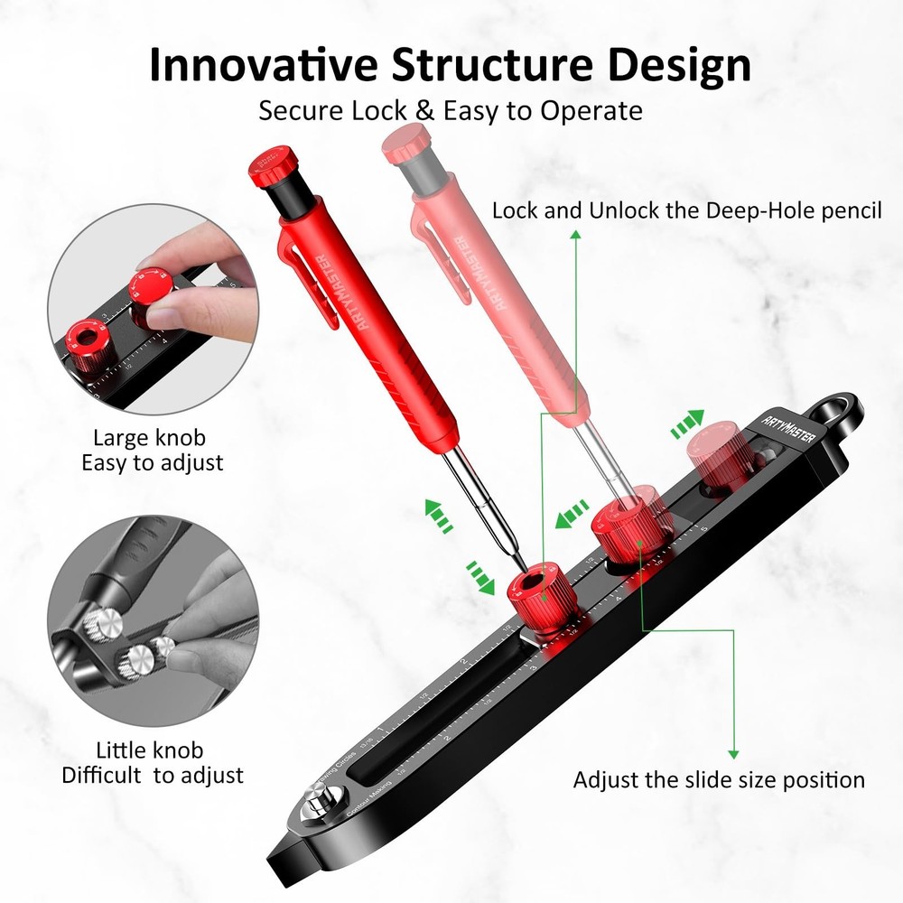 Multi-Function Scribing Tool, DIY Woodworking Scriber Line Maker, Portable Al...