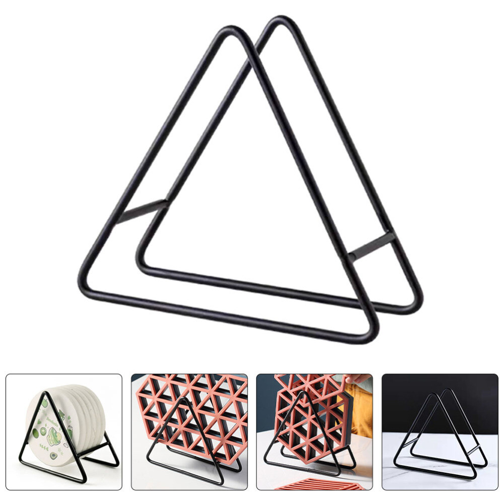 Coaster Holder Black Triangle Coaster Holder Display Stand for Plates Coasters