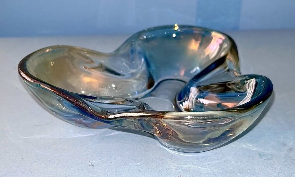Iridescent Blue Dichromatic Glass Nut Candy Dish