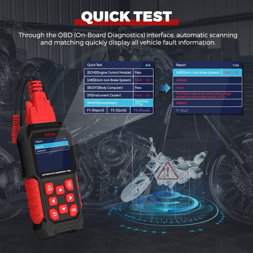 OBD2 Motorcycle Diagnostic Scanner Fault Code Reader ABS IMMO Fit For Harley