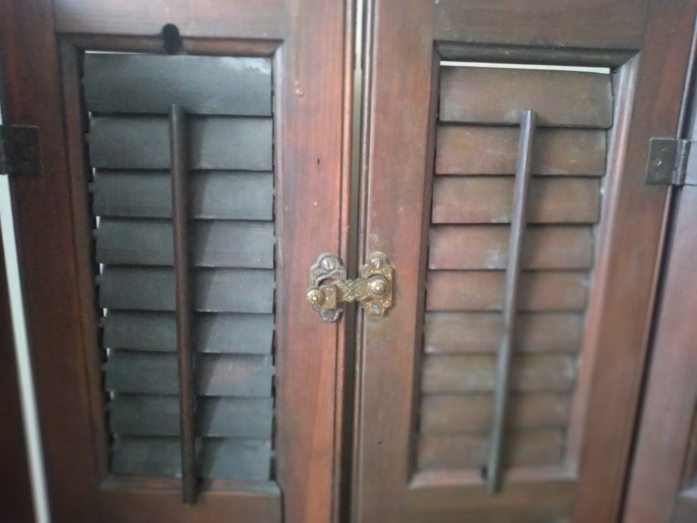 Antique Bi-Fold Solid Wood Victorian Louver Window Shutters Rustic Decor