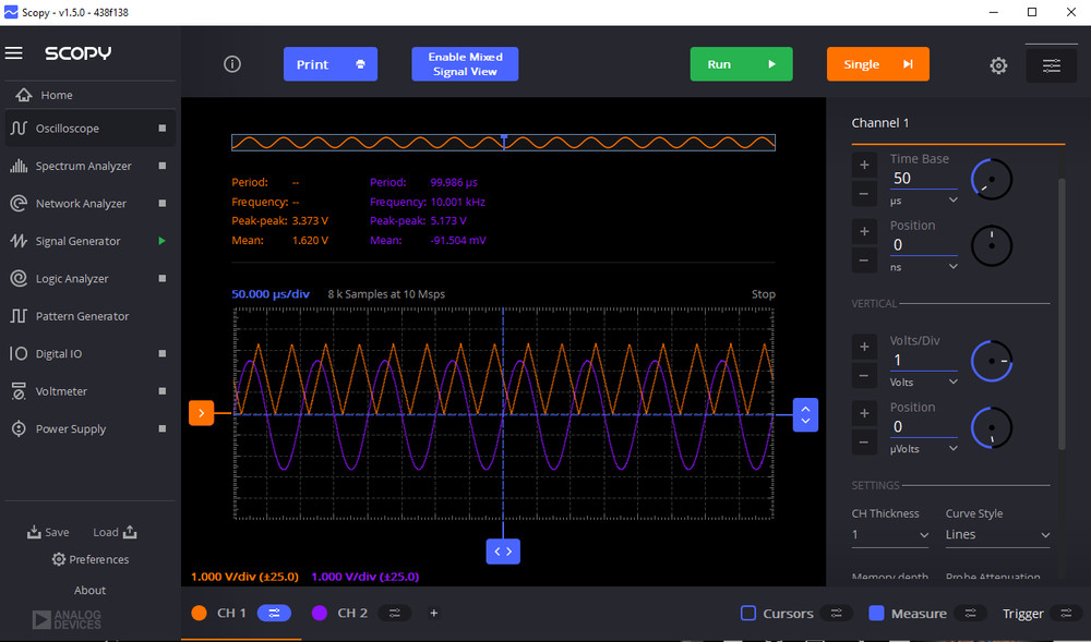 Analog Devices ADALM2000 TESTED Oscilloscope/Logic Anlyz Active Learning Module