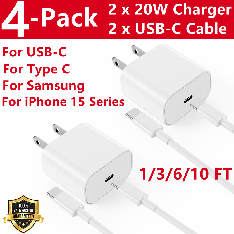 4 Pack Super Fast USB C Charger Universal Type C Cable Data SYNC for 16 Pro Max