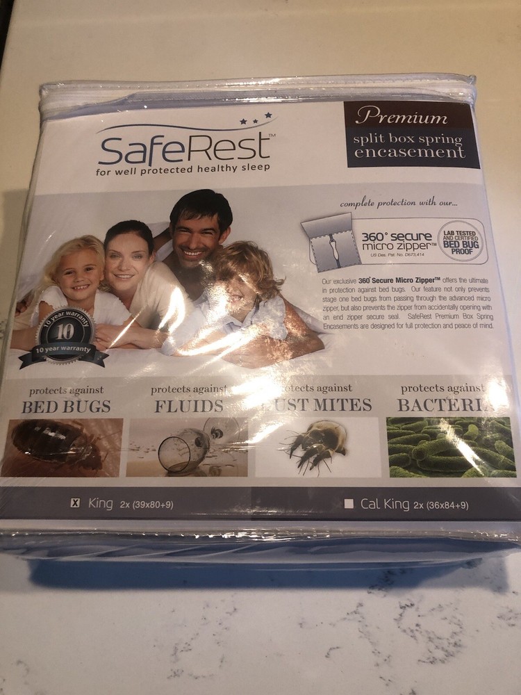 SafeRest Split Box Spring Encasement - 80x39x9 - King Size - NEW!