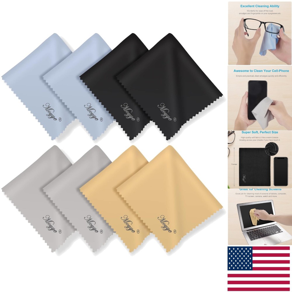 8-Piece  Microfiber Cleaning Cloth Set 6"x7" for Electronics & Eyeglasses