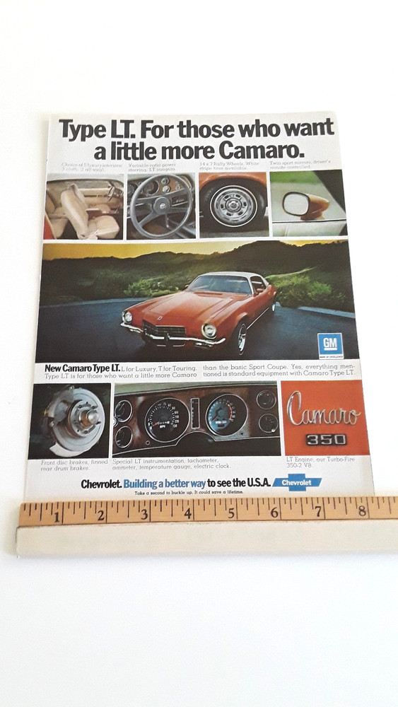 1973 CAMARO TYPE LT ORIGINAL AD