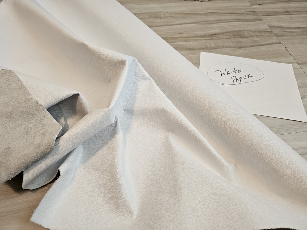 3-4oz PURE WHITE MATTE PEBBLED GRAIN SOFT LEATHER HIDE UPHOLSTERY,PANEL,SHEET