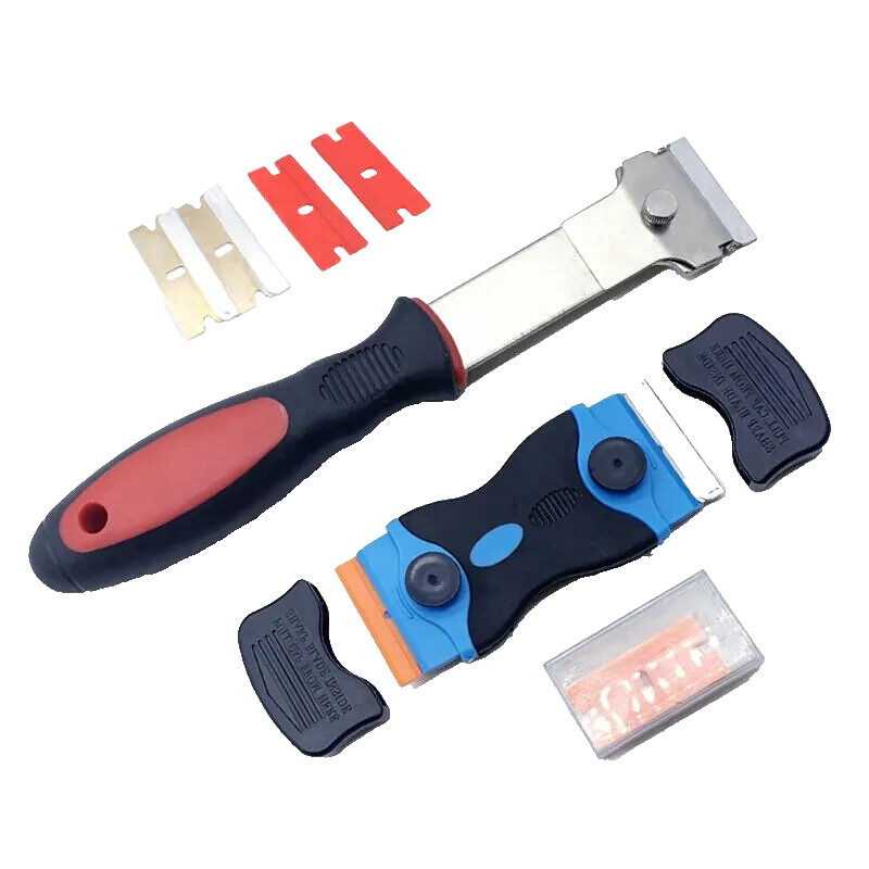 2pc Metal Plastic Single Double Edge Razor Blade Glue Scraper Tool Set