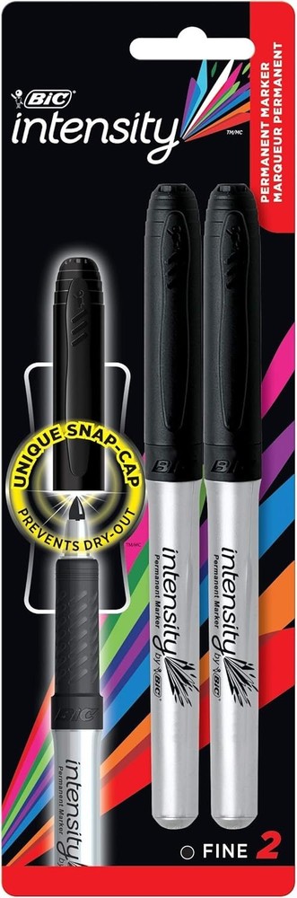 BIC Mark-It Permanent Marker, Fine Point, 2 Count, Black (GPMP21-Blk)