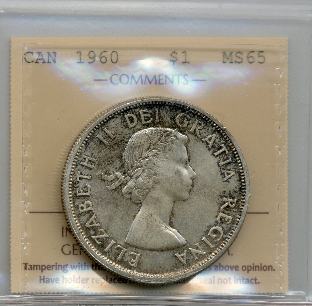 1960 Canada $1, Elizabeth II - GEM Uncirculated, ICCS MS65
