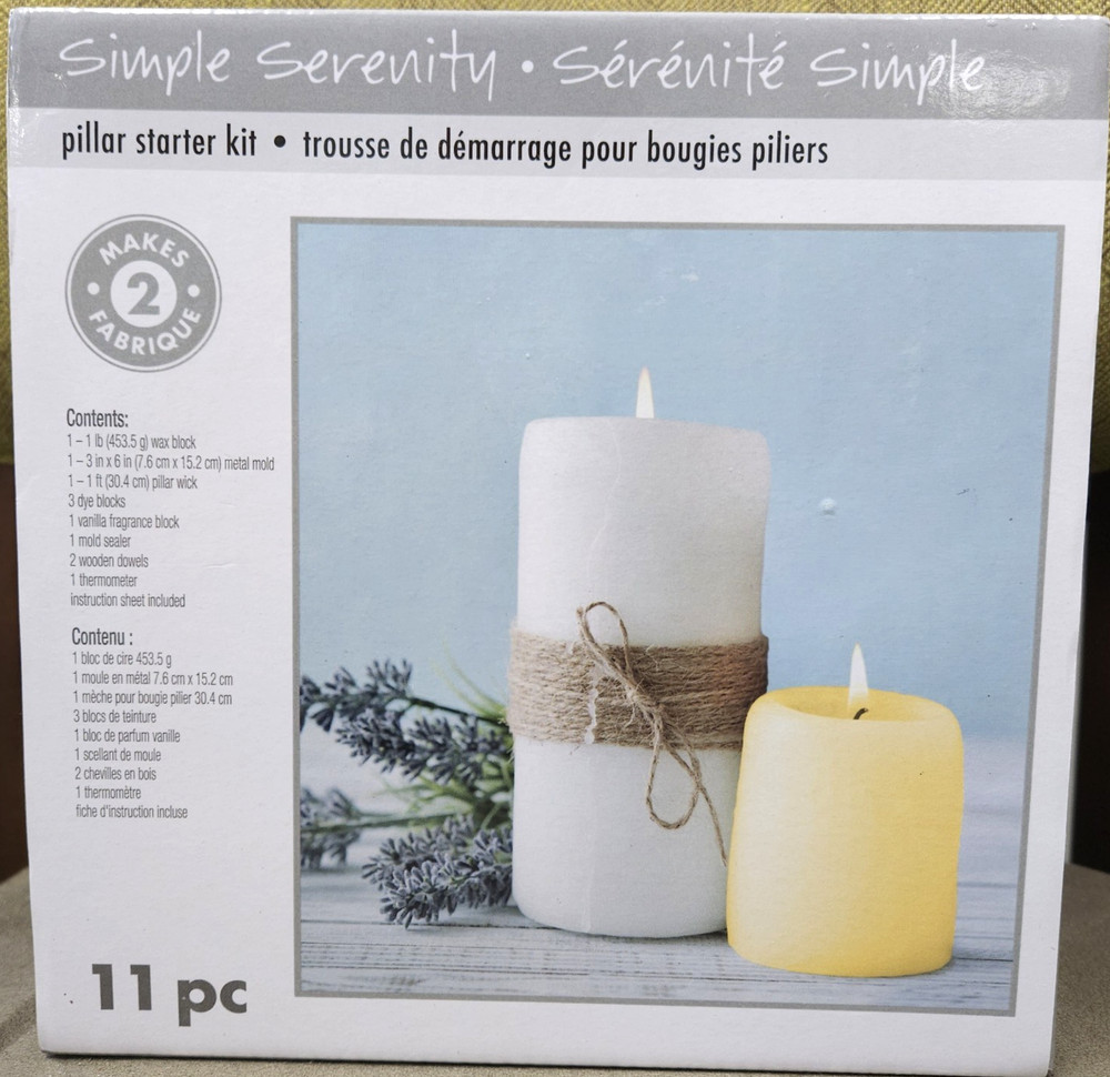 Pillar Candle Starter Kit, 11pc Set, Vanilla Scented, Colored Dye Blocks