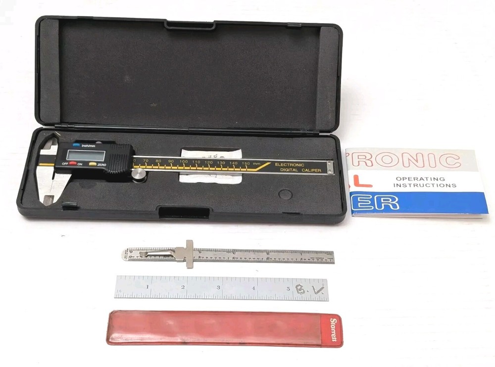 Electronic Professional Digital Calipers 6" With Case And Extras Stainless Steel