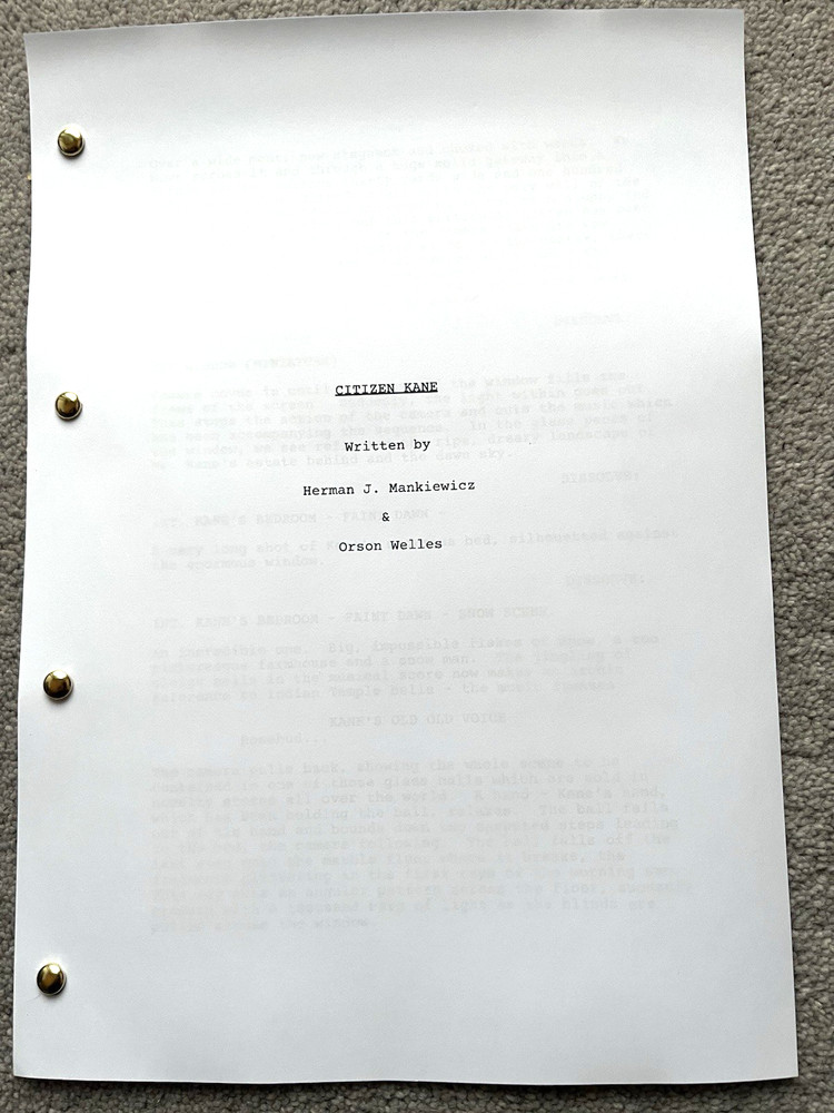 Citizen Kane Film Screenplay / Script. Orson Welles.