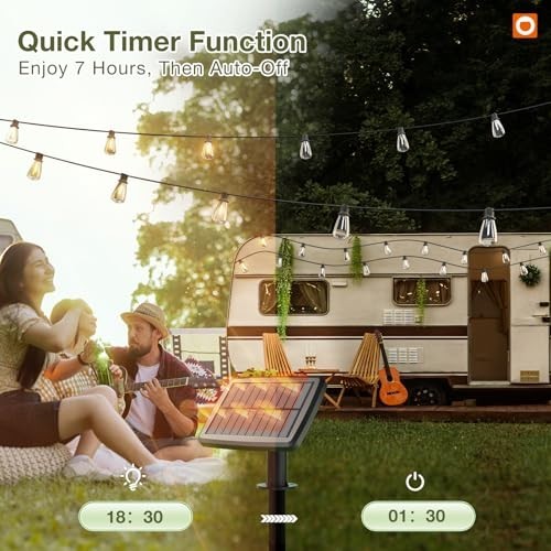 54FT Solar String Lights Waterproof, Remote & USB Powered, 15 Shatterproof Bulbs