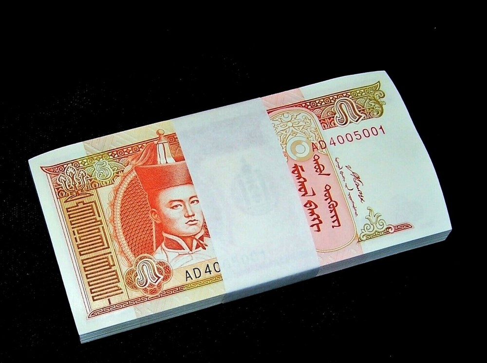 100 pcs x MONGOLIA 5 Tugrik Banknotes / 2008 / P-61b / Uncirculated