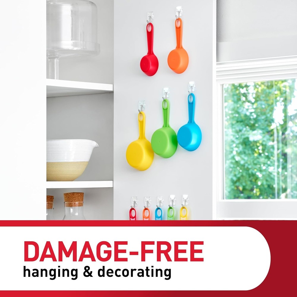 Command Small Clear Wire Toggle Hooks, 10 Wall Hooks and 12 1 Pack,