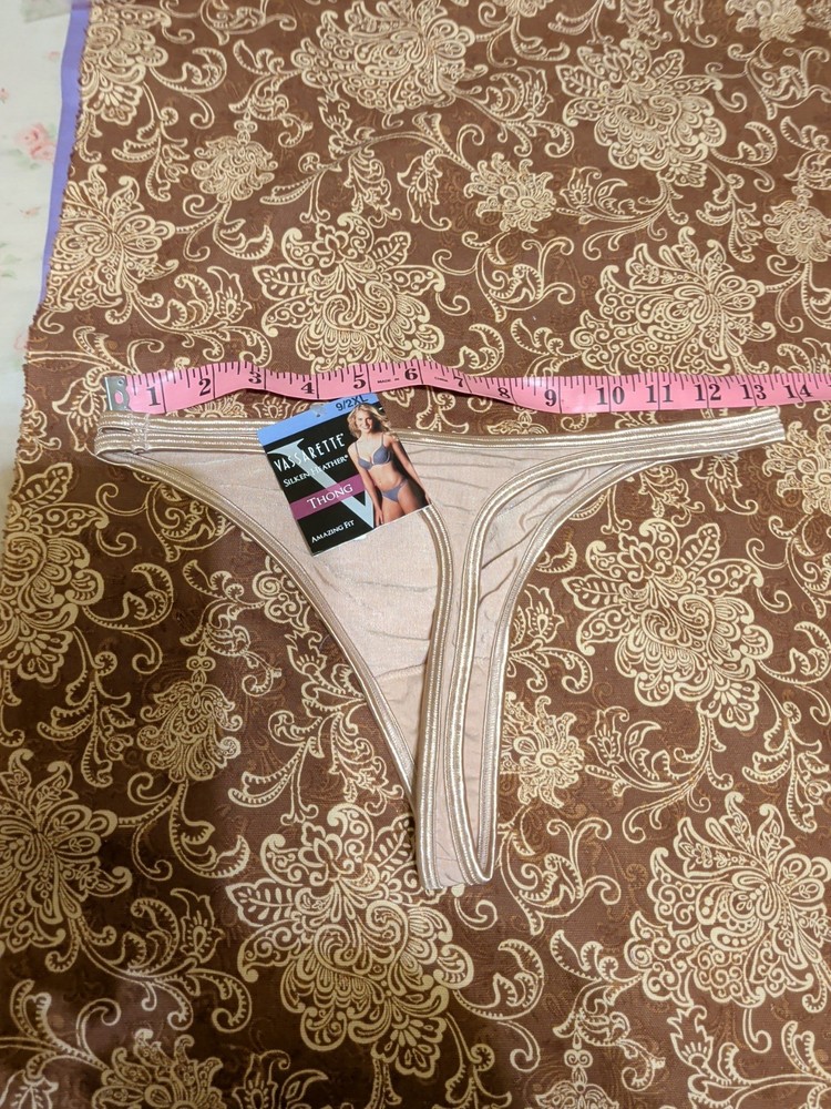 Vintage Vassarette Satin Double String Thong Panties Size 9/XL