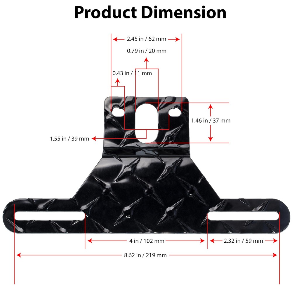 Universal Trailer License Plate Bracket Frame, Holder, Black