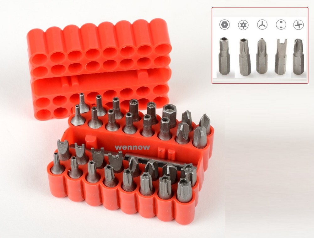 32 pcs Security Torq Torx Hex Tamper Proof Bit Set w/ Magnetic Bit Holder