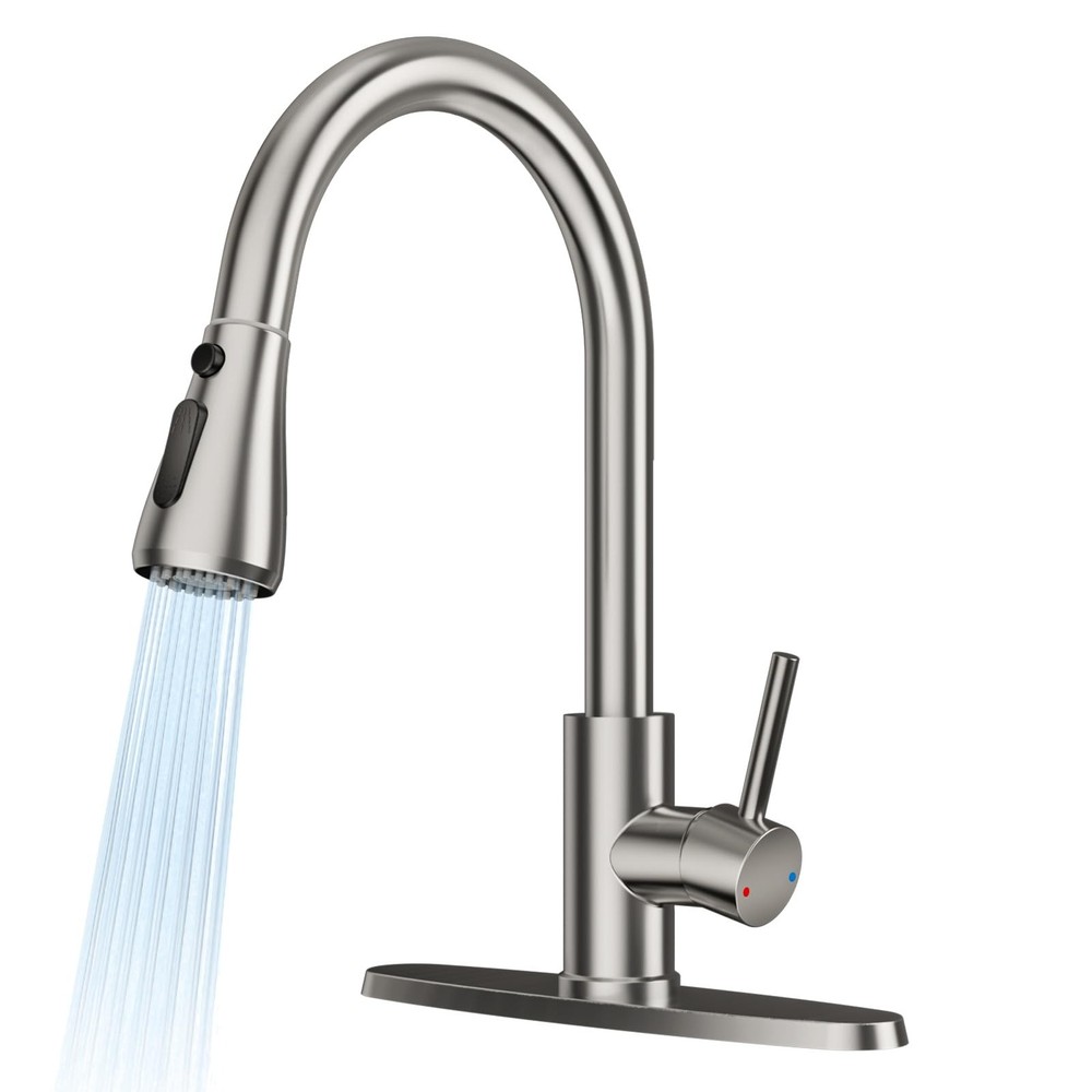 FEELSO Single Handle Kitchen Faucet Pull Down Sprayer Brushed Nickel