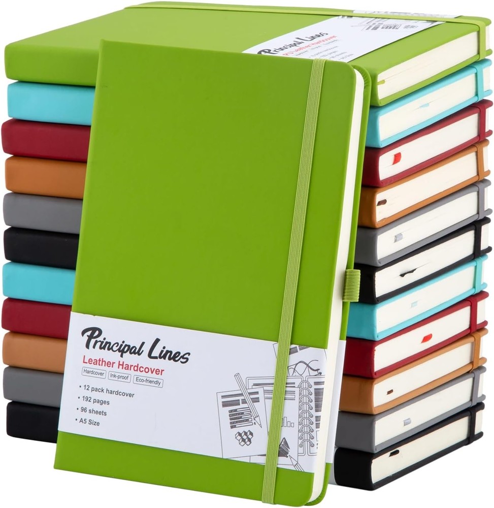12pcs Lined Journal Notebook A5 Leather Hardcover Notebooks for Writing Work