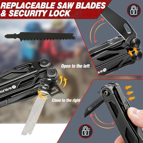 Multitool Pliers Pro BI2045AB, Stainless Steel Foldable Multi Tool with