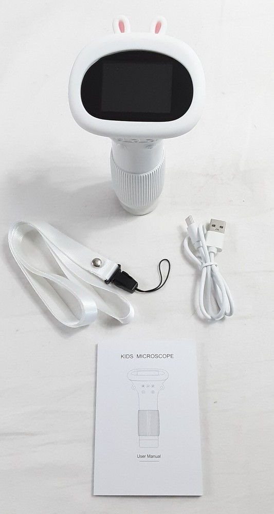 New, 1000x White Pocket Microscope For Kids w/2” Screen